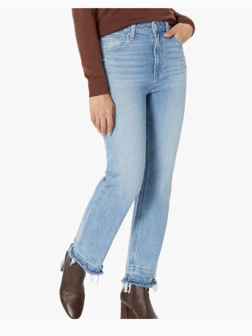 PAIGE Sarah High Rise Straight Leg Ankle Jean in Riya Distressed Womens 32- NWT!